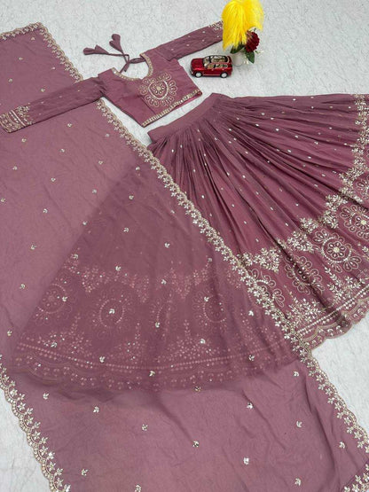 Faux Georgette Kesh119 016 Lehengas  Traditional Embroidered Lehengas