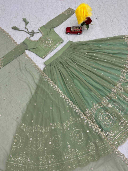 Faux Georgette Kesh119 016 Lehengas  Traditional Embroidered Lehengas