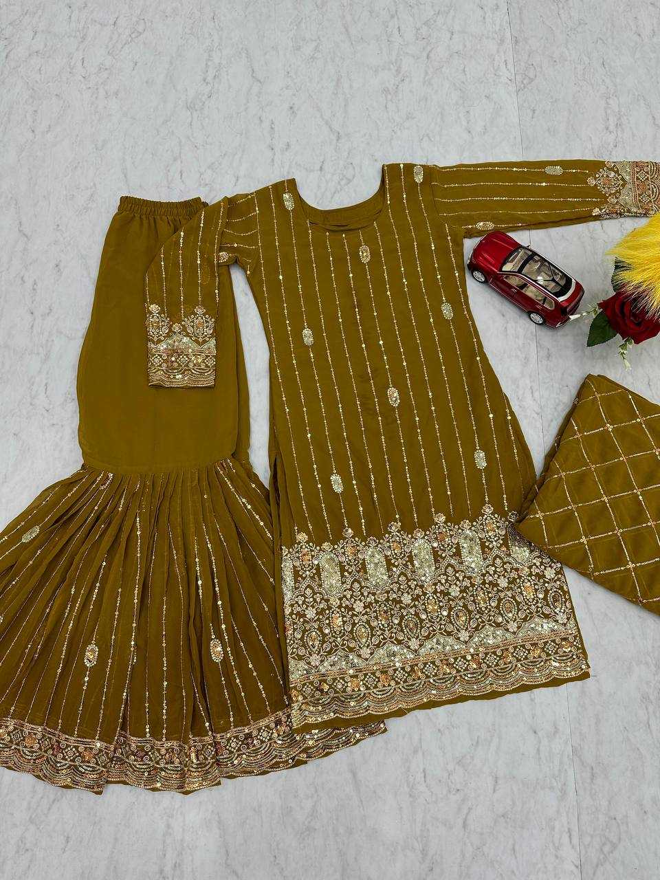 Faux Georgette Kesh119 017B Suits & Dresses  Sharara Salwar Embroidery Georgette Ladies Party Wear Suits