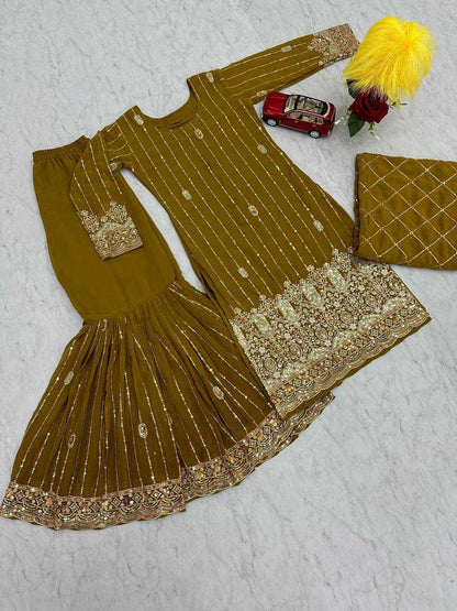 Faux Georgette Kesh119 017B Suits & Dresses  Sharara Salwar Embroidery Georgette Ladies Party Wear Suits