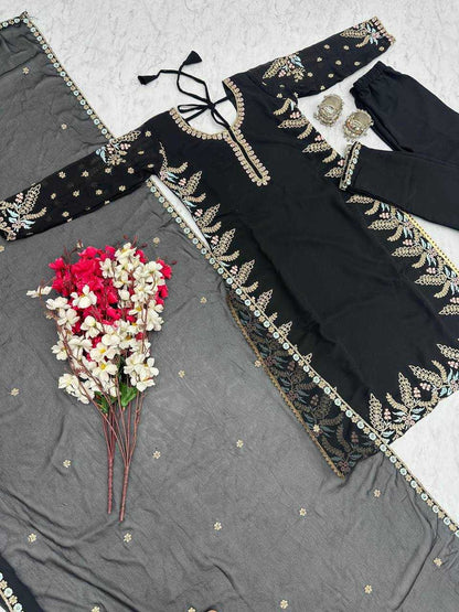 Faux Georgette Kesh119 05 Suits & Dresses Islamic Clothing  Pakistani Embroidery Georgette Wedding Party Wear Suits