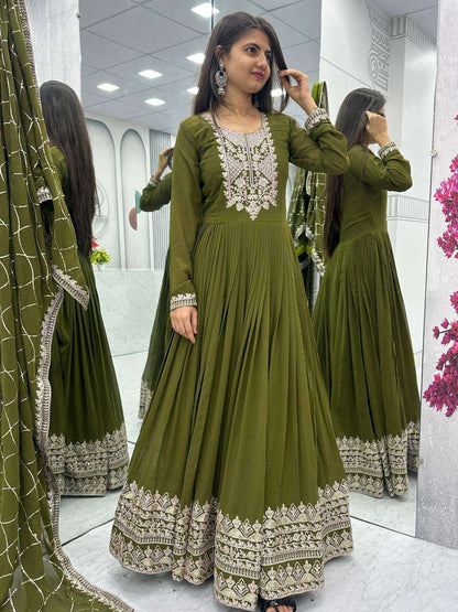 Faux Georgette Kesh119 06 Gowns  Embroidery Anarkali Long Georgette Wedding Gowns