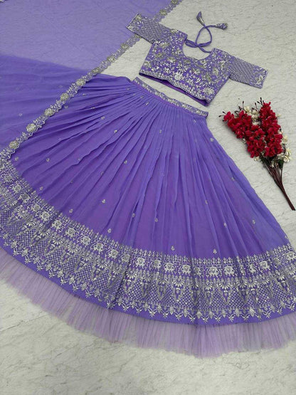 Faux Georgette Kesh120 153 Lehengas  Traditional Embroidered Lehengas