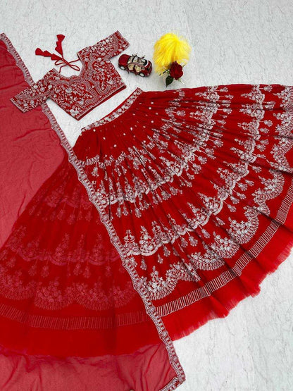 Faux Georgette Kesh120 173 Lehengas  Traditional Wedding Embroidered Lehengas