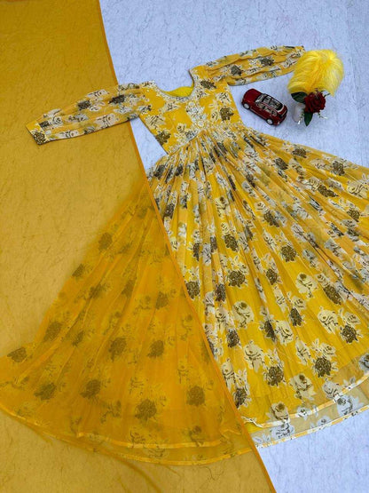 Faux Georgette Kesh120 194 Gowns  Printed Long Georgette Anarkali Gowns