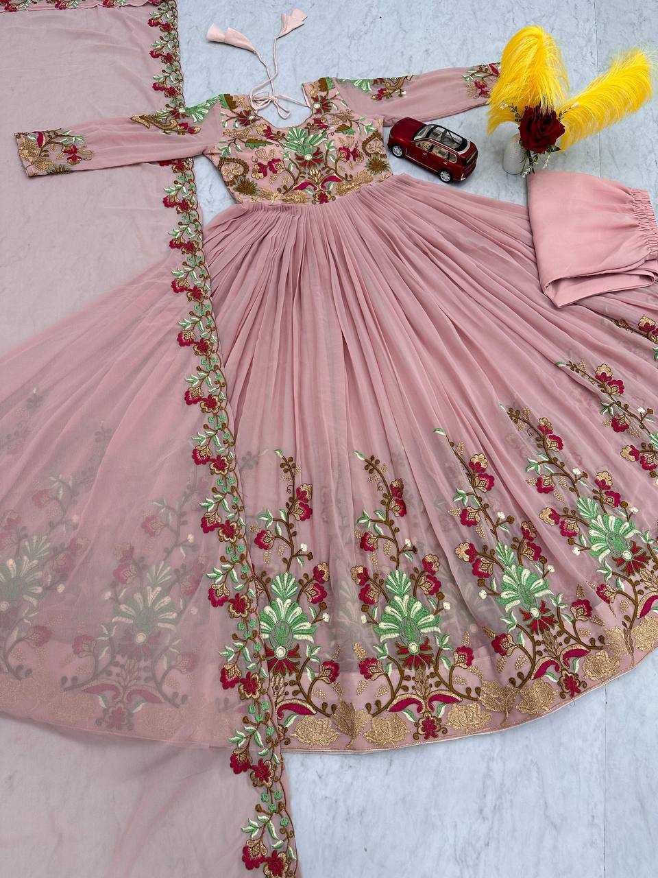 Faux Georgette Kesh120 196 Gowns  Fancy Embroidered Anarkali Georgette Bollywood Style Gowns