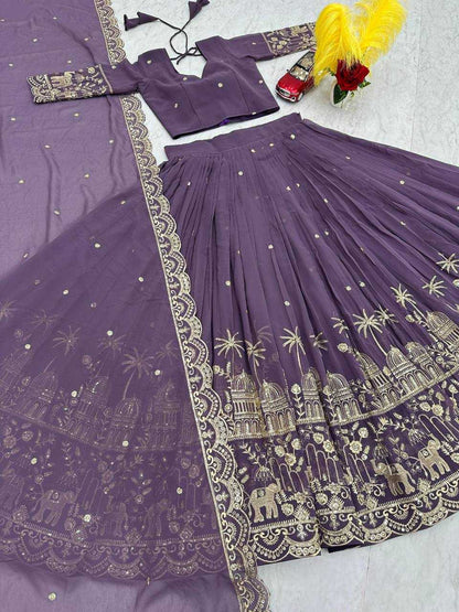 Faux Georgette Kesh120 197 Lehengas  Fancy Traditional Embroidered Lehengas