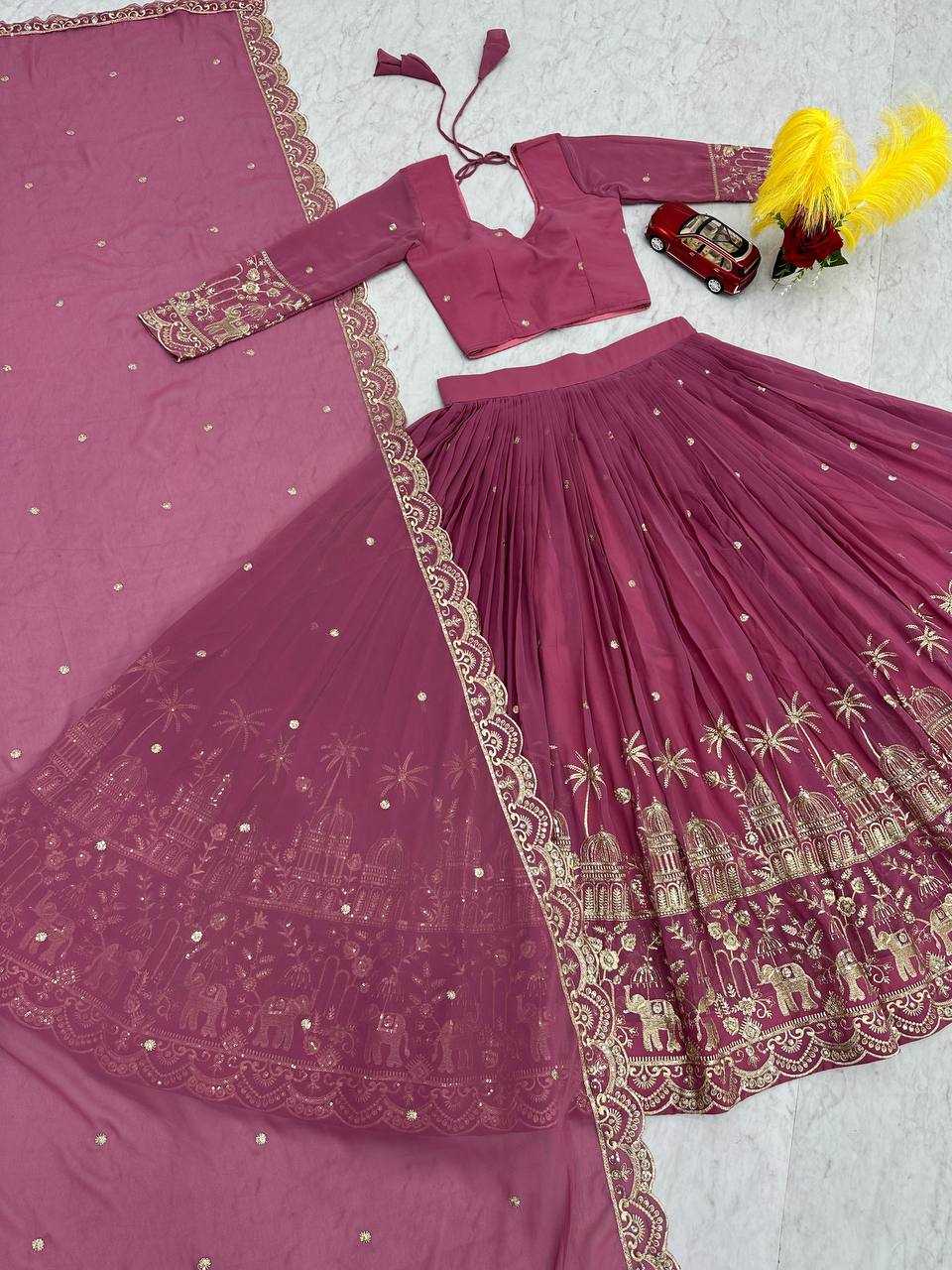 Faux Georgette Kesh120 197 Lehengas  Fancy Traditional Embroidered Lehengas