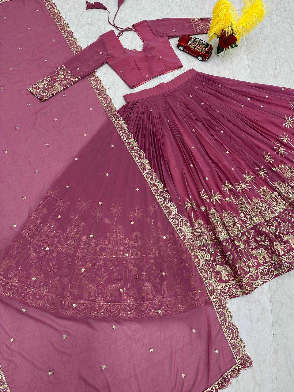 Faux Georgette Kesh120 197 Lehengas  Fancy Traditional Embroidered Lehengas