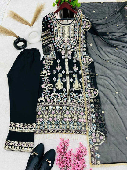 Faux Georgette Kesh121 1612 Suits & Dresses Islamic Clothing  Pakistani Embroidery Georgette Ladies Party Wear Suits