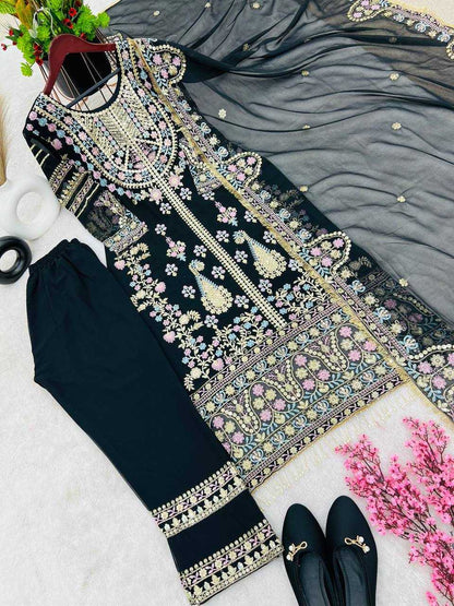 Faux Georgette Kesh121 1612 Suits & Dresses Islamic Clothing  Pakistani Embroidery Georgette Ladies Party Wear Suits