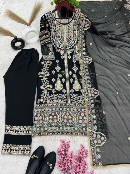 Faux Georgette Kesh121 1612 Suits & Dresses Islamic Clothing  Pakistani Embroidery Georgette Ladies Party Wear Suits