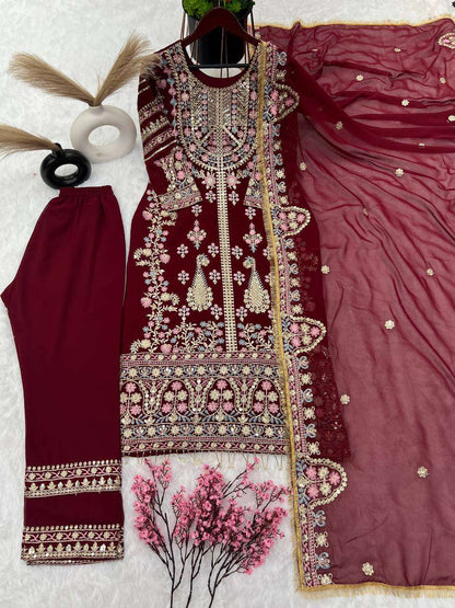 Faux Georgette Kesh121 1612 Suits & Dresses Islamic Clothing  Pakistani Embroidery Georgette Ladies Party Wear Suits