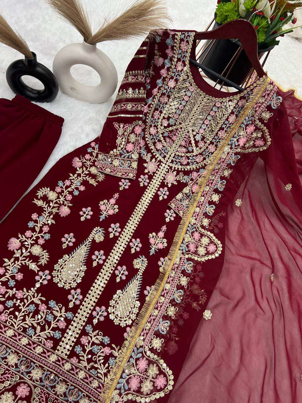 Faux Georgette Kesh121 1612 Suits & Dresses Islamic Clothing  Pakistani Embroidery Georgette Ladies Party Wear Suits