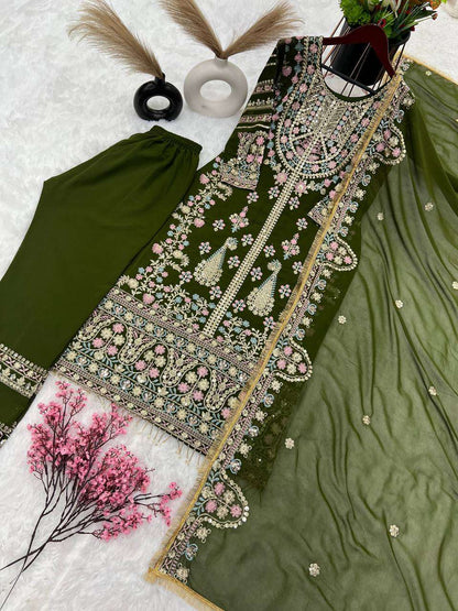 Faux Georgette Kesh121 1612 Suits & Dresses Islamic Clothing  Pakistani Embroidery Georgette Ladies Party Wear Suits