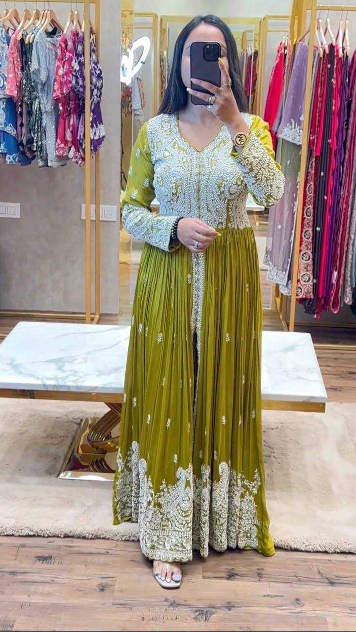 Faux Georgette Kesh121 1623 Gowns  Anarkali Party Long Georgette Embroidered Wedding Gowns