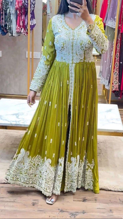 Faux Georgette Kesh121 1623 Gowns  Anarkali Party Long Georgette Embroidered Wedding Gowns