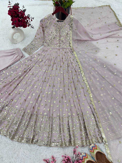 Faux Georgette Kesh121 1624 Gowns  Embroidery Anarkali Long Georgette Wedding Gowns