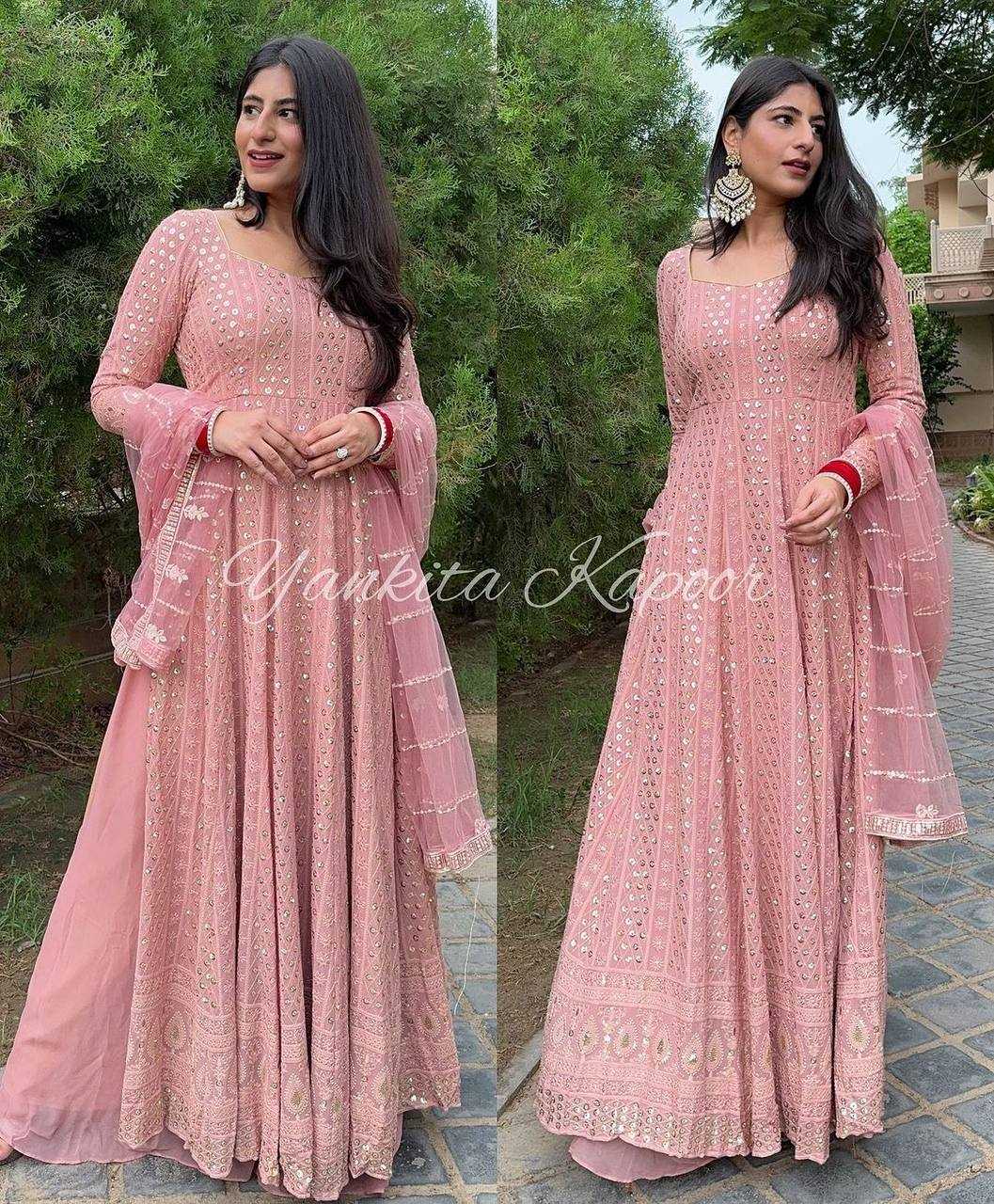 Faux Georgette Kesh121 1631 Gowns  Embroidery Anarkali Party Georgette Wedding Diwali Collections Gowns