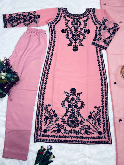 Faux Georgette Kesh122 368 Suits & Dresses Islamic Clothing  Pakistani Embroidery Georgette Ladies Party Wear Suits