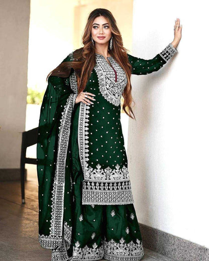 Faux Georgette Kesh122 449 Suits & Dresses  Ladies Sharara Salwar Embroidery Georgette Suits