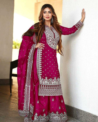 Faux Georgette Kesh122 449 Suits & Dresses  Ladies Sharara Salwar Embroidery Georgette Suits