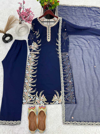 Faux Georgette Kesh122 481 Suits & Dresses Islamic Clothing  Pakistani Embroidery Georgette Ladies Party Wear Suits