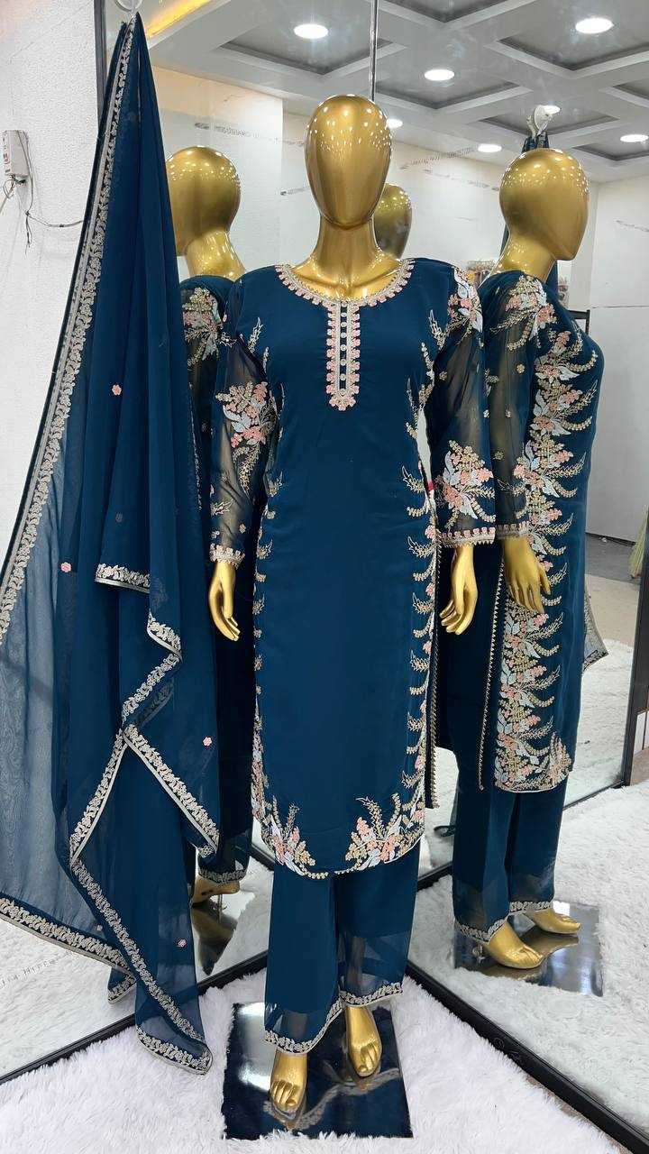 Faux Georgette Kesh122 481 Suits & Dresses Islamic Clothing  Pakistani Embroidery Georgette Ladies Party Wear Suits