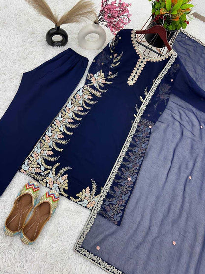 Faux Georgette Kesh122 481 Suits & Dresses Islamic Clothing  Pakistani Embroidery Georgette Ladies Party Wear Suits