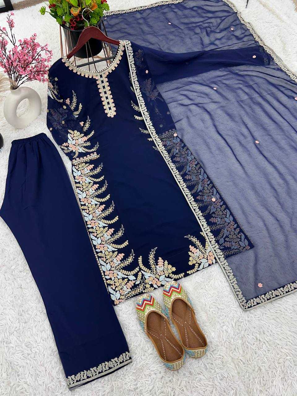 Faux Georgette Kesh122 481 Suits & Dresses Islamic Clothing  Pakistani Embroidery Georgette Ladies Party Wear Suits