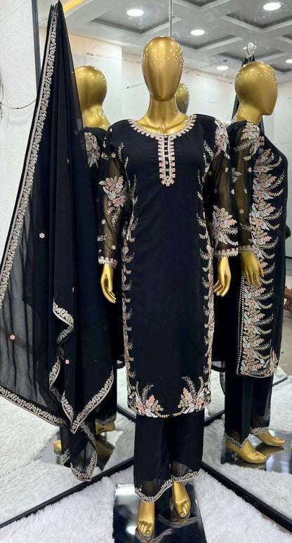 Faux Georgette Kesh122 481 Suits & Dresses Islamic Clothing  Pakistani Embroidery Georgette Ladies Party Wear Suits