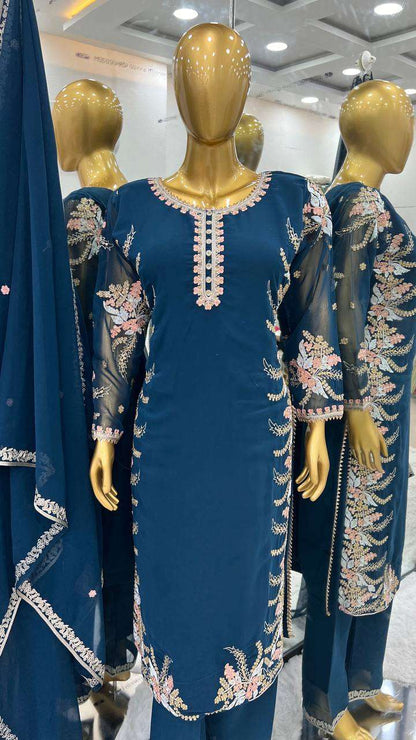 Faux Georgette Kesh122 481 Suits & Dresses Islamic Clothing  Pakistani Embroidery Georgette Ladies Party Wear Suits