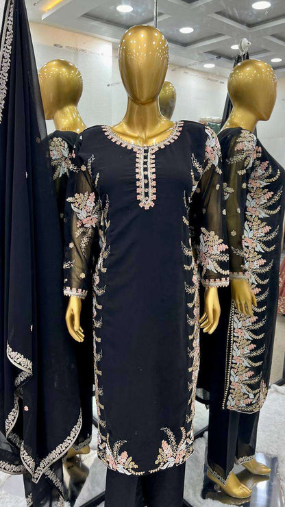 Faux Georgette Kesh122 481 Suits & Dresses Islamic Clothing  Pakistani Embroidery Georgette Ladies Party Wear Suits