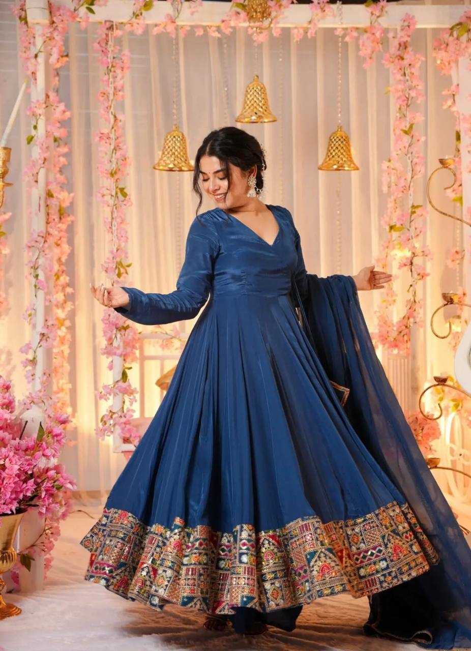 Faux Georgette Kesh122 492 Gowns  Embroidery Anarkali Long Georgette Gowns