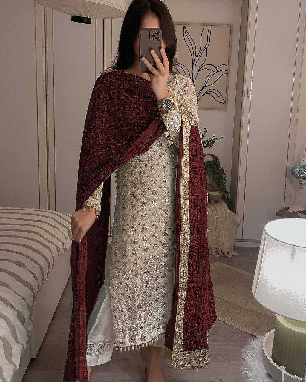 Faux Georgette Kesh123 5130 Suits & Dresses Islamic Clothing   Pakistani Embroidery Georgette Wedding Suits