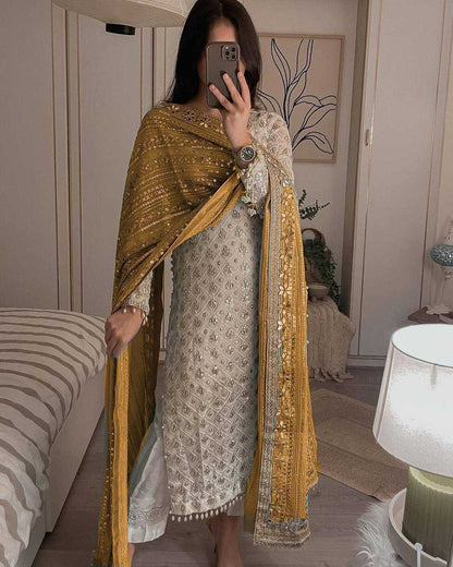 Faux Georgette Kesh123 5130 Suits & Dresses Islamic Clothing   Pakistani Embroidery Georgette Wedding Suits