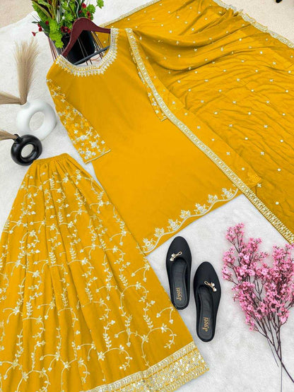 Faux Georgette Kesh123 5135 Suits & Dresses  Sharara Salwar Embroidery Georgette Party Wear Suits