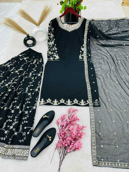 Faux Georgette Kesh123 5135 Suits & Dresses  Sharara Salwar Embroidery Georgette Party Wear Suits