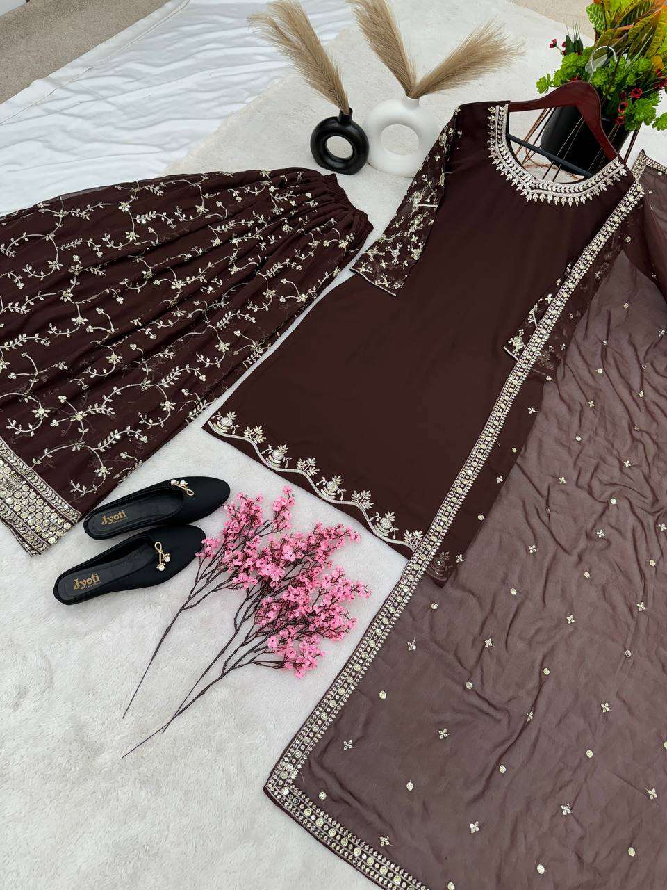 Faux Georgette Kesh123 5135 Suits & Dresses  Sharara Salwar Embroidery Georgette Party Wear Suits