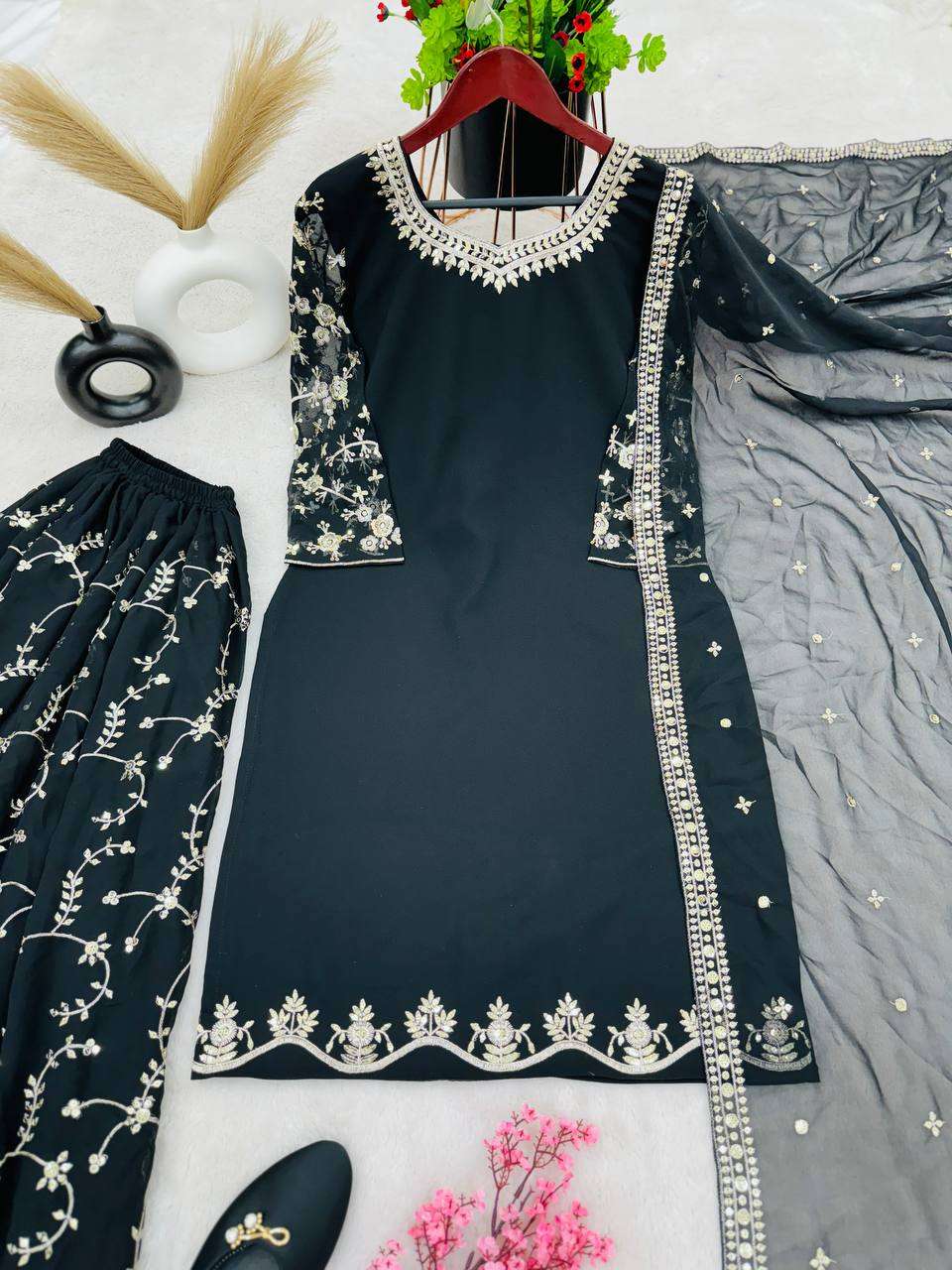 Faux Georgette Kesh123 5135 Suits & Dresses  Sharara Salwar Embroidery Georgette Party Wear Suits