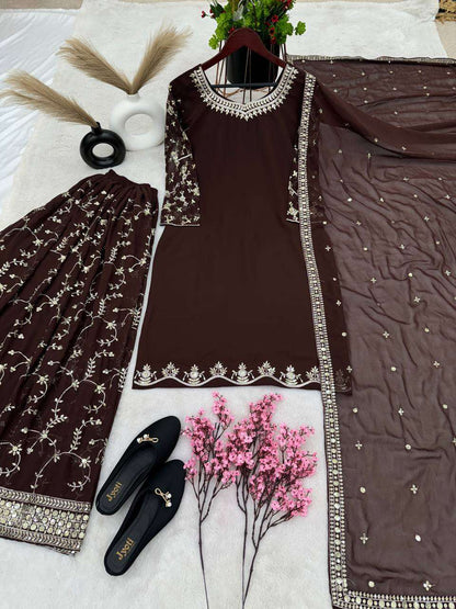 Faux Georgette Kesh123 5135 Suits & Dresses  Sharara Salwar Embroidery Georgette Party Wear Suits