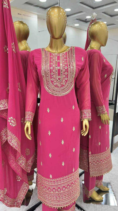 Faux Georgette Kesh123 5162 Suits & Dresses Islamic Clothing  Pakistani Embroidery Palazzo Georgette Suits