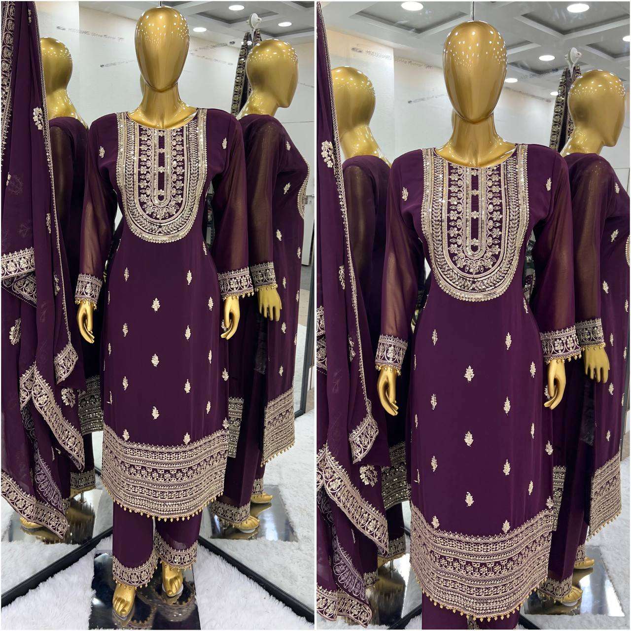 Faux Georgette Kesh123 5162 Suits & Dresses Islamic Clothing  Pakistani Embroidery Palazzo Georgette Suits