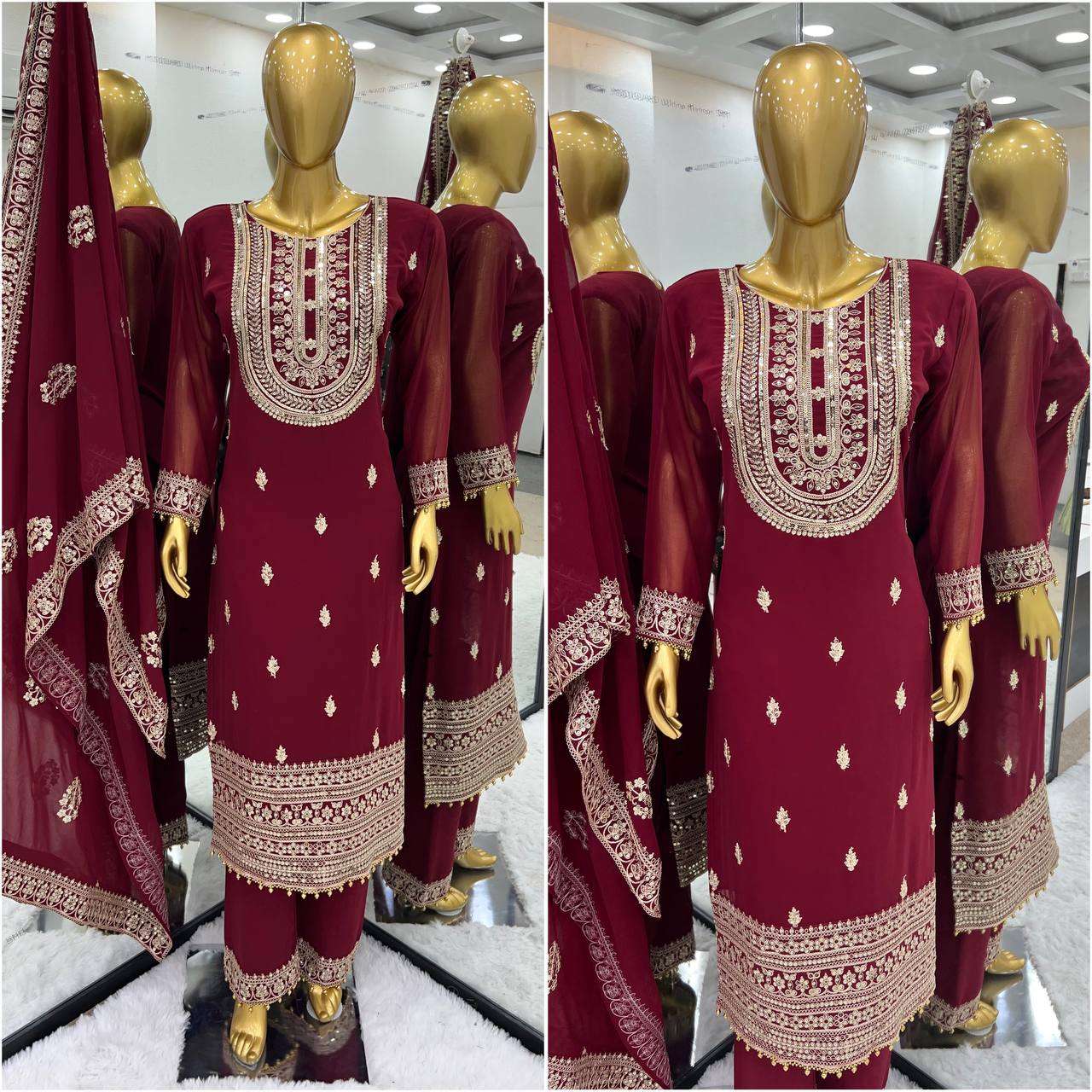 Faux Georgette Kesh123 5162 Suits & Dresses Islamic Clothing  Pakistani Embroidery Palazzo Georgette Suits