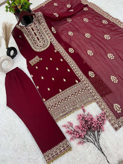 Faux Georgette Kesh123 5162 Suits & Dresses Islamic Clothing  Pakistani Embroidery Palazzo Georgette Suits