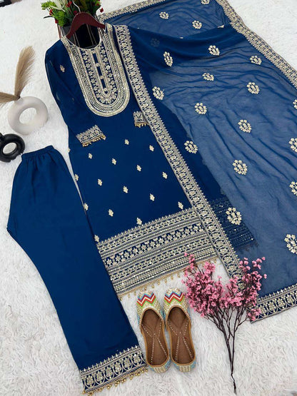 Faux Georgette Kesh123 5162 Suits & Dresses Islamic Clothing  Pakistani Embroidery Palazzo Georgette Suits