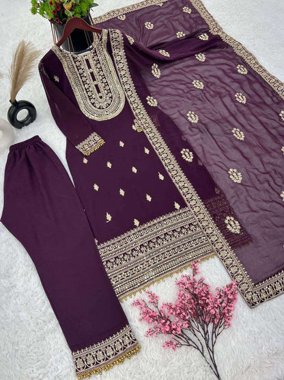 Faux Georgette Kesh123 5162 Suits & Dresses Islamic Clothing  Pakistani Embroidery Palazzo Georgette Suits