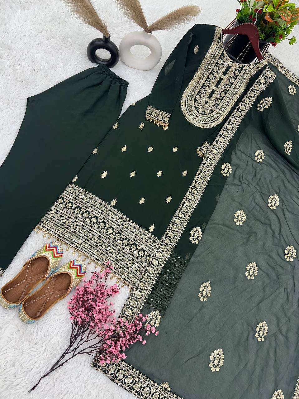 Faux Georgette Kesh123 5162 Suits & Dresses Islamic Clothing  Pakistani Embroidery Palazzo Georgette Suits