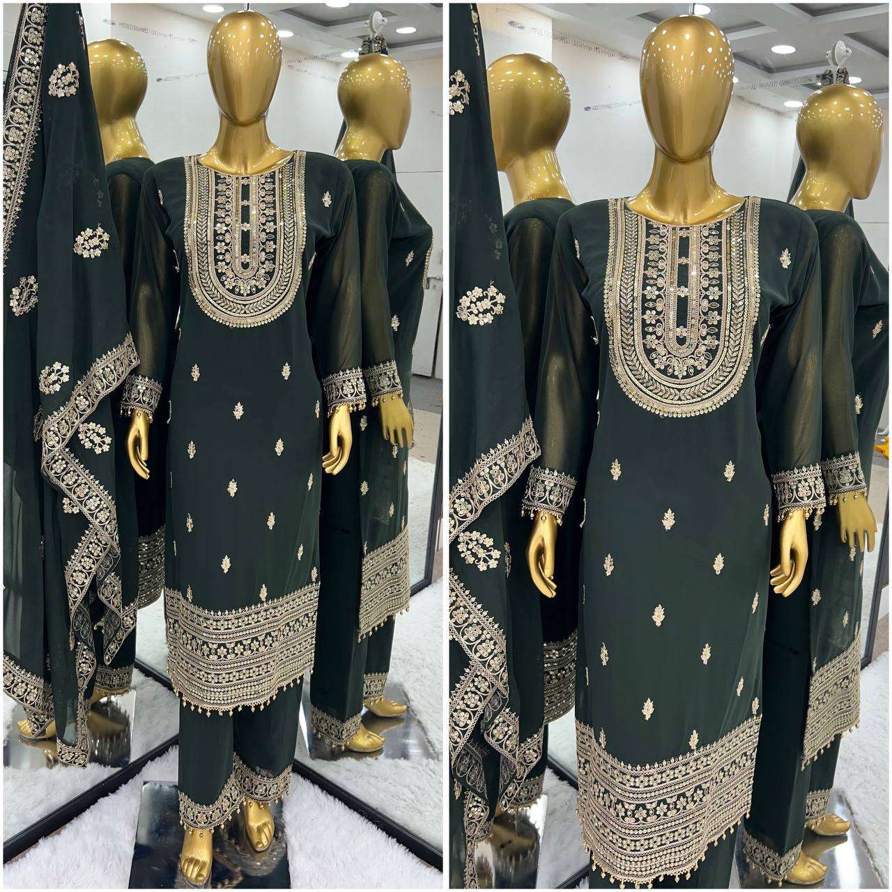 Faux Georgette Kesh123 5162 Suits & Dresses Islamic Clothing  Pakistani Embroidery Palazzo Georgette Suits