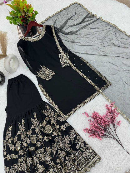 Faux Georgette Kesh123 5167 Suits & Dresses  Ladies Sharara Salwar Embroidery Georgette Suits